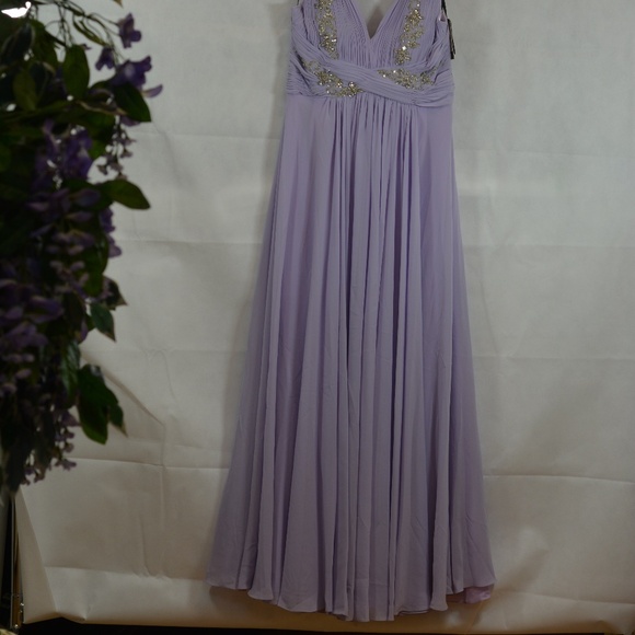 Lilac Beaded Sequin Rhinestone Gown SZ 14 NWT - Picture 10 of 16